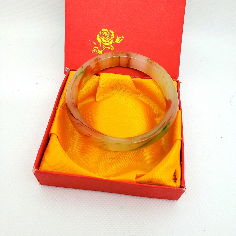 Multi Colored Watermelon Jade Bangle Bracelet - image 7